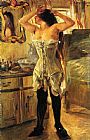 Lovis Corinth Canvas Paintings - In a Corset